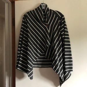 Bobeau Grey stripped fleece poncho